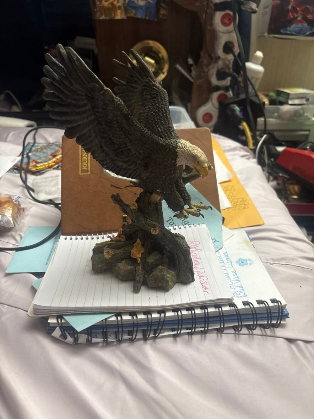 Bald Eagle Figurine Statue Wings Spread Resin Decor